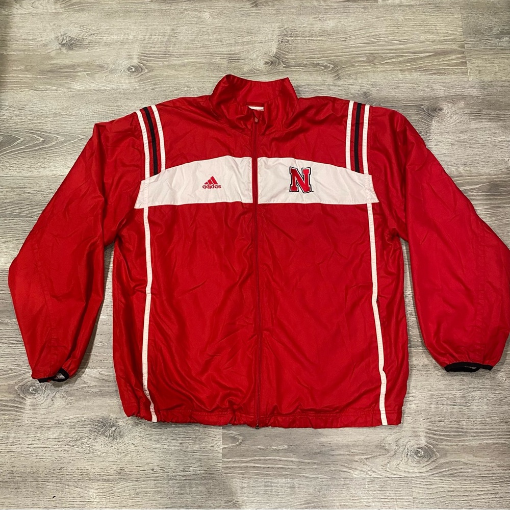 Vintage Adidas Nebraska Cornhuskers Windbreaker Jacket XL ClimaProof NCAA